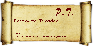 Preradov Tivadar névjegykártya